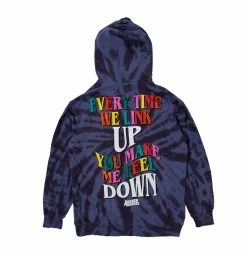 CASH Hoodies Up Down Tie Dye Hoodie Wash Blue