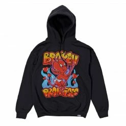 BROKEN PROMISES Airbrush Hoodie Black - BP X Hot Stuff Hoodies