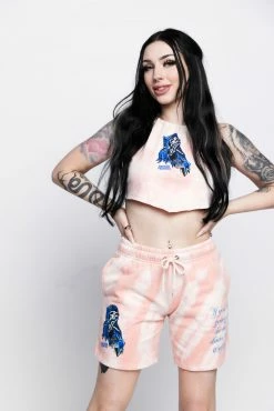 BROKEN PROMISES Softly Pink Tie Dye Sweatshort Bottoms
