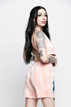 BROKEN PROMISES Softly Pink Tie Dye Sweatshort Bottoms 14 BROKEN PROMISES Softly Pink Tie Dye Sweatshort Bottoms