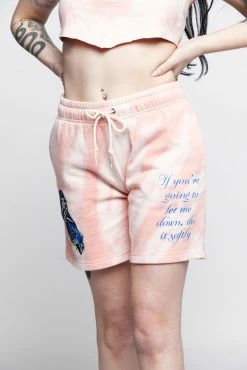 BROKEN PROMISES Softly Pink Tie Dye Sweatshort Bottoms 15 BROKEN PROMISES Softly Pink Tie Dye Sweatshort Bottoms