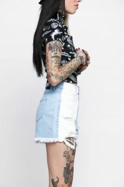 BROKEN PROMISES Outsider Two Tone Denim Short Bottoms