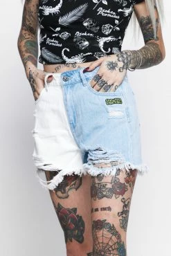 BROKEN PROMISES Outsider Two Tone Denim Short Bottoms