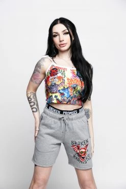 BROKEN PROMISES Batwing Banded Sweatshort Grey 21 BROKEN PROMISES Batwing Banded Sweatshort Grey