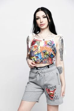 BROKEN PROMISES Batwing Banded Sweatshort Grey 23 BROKEN PROMISES Batwing Banded Sweatshort Grey