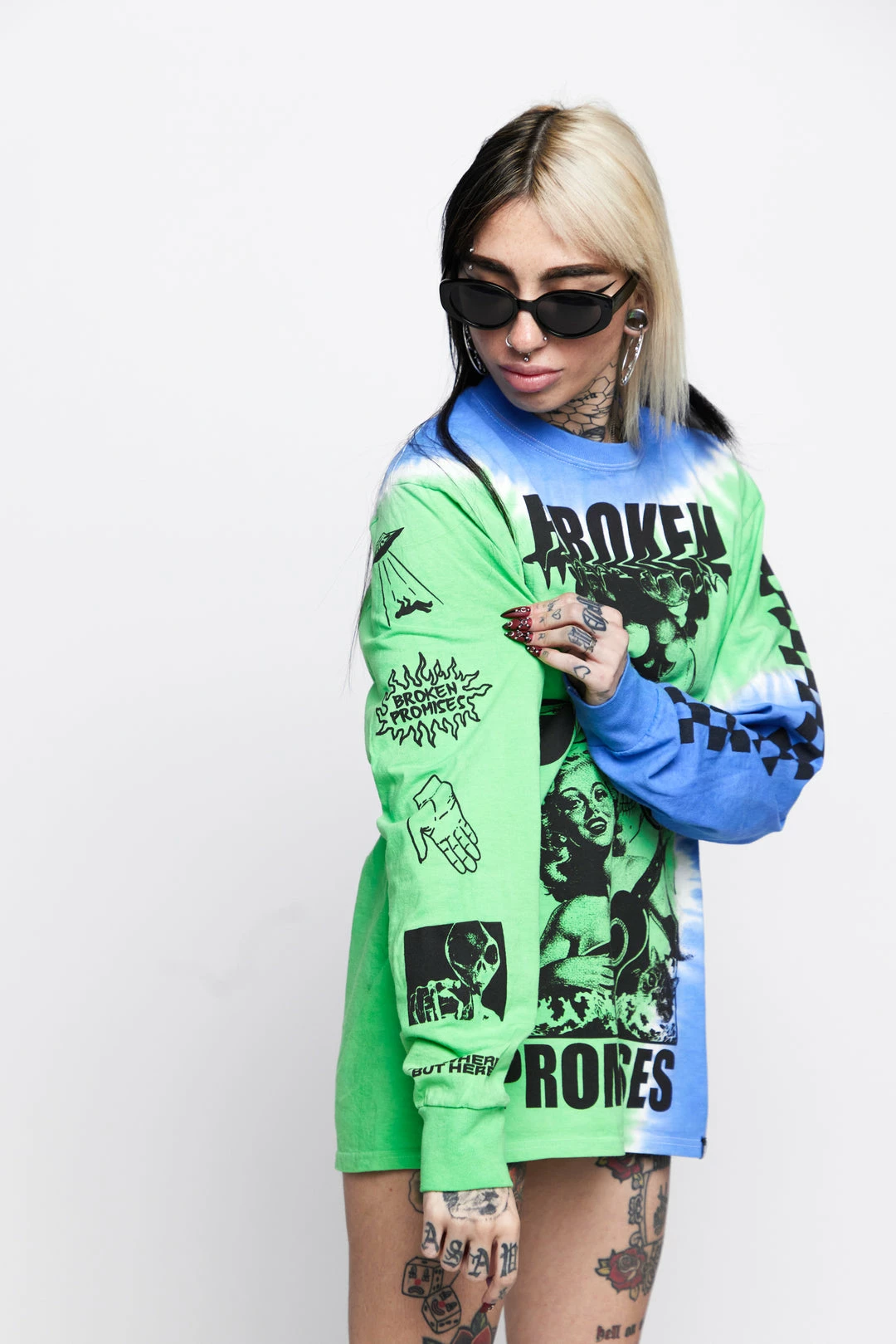 BROKEN PROMISES Shirts Acoustics Green Tie Dye L/S Tee 6 BROKEN PROMISES Shirts Acoustics Green Tie Dye L/S Tee