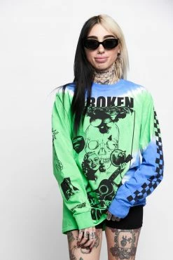 BROKEN PROMISES Shirts Acoustics Green Tie Dye L/S Tee 21 BROKEN PROMISES Shirts Acoustics Green Tie Dye L/S Tee