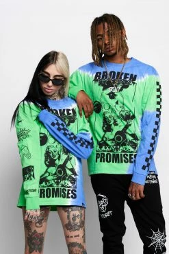 BROKEN PROMISES Shirts Acoustics Green Tie Dye L/S Tee 23 BROKEN PROMISES Shirts Acoustics Green Tie Dye L/S Tee