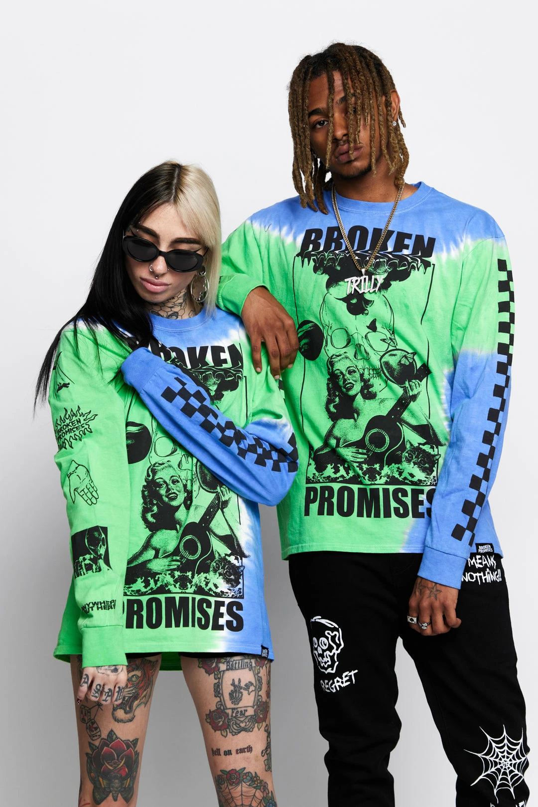 BROKEN PROMISES Shirts Acoustics Green Tie Dye L/S Tee 10 BROKEN PROMISES Shirts Acoustics Green Tie Dye L/S Tee