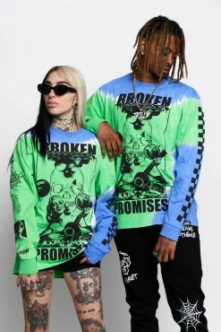 BROKEN PROMISES Shirts Acoustics Green Tie Dye L/S Tee 24 BROKEN PROMISES Shirts Acoustics Green Tie Dye L/S Tee
