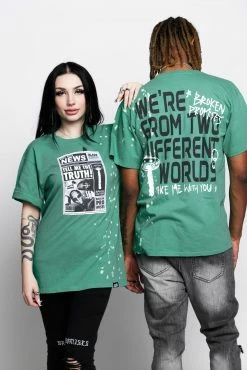 BROKEN PROMISES Headlines Green Splatter S/S Tee