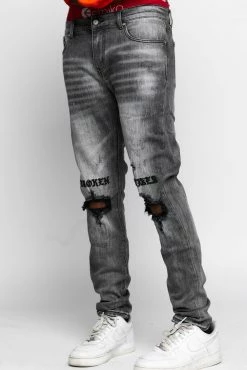 CASH Stitch And Rip Denim - Smoke Grey Bottoms