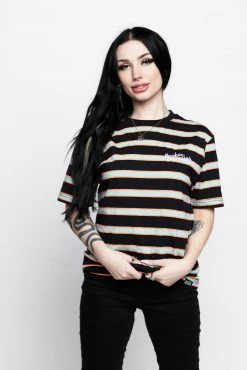 BROKEN PROMISES Shirts Salvage Script Stripe Tee