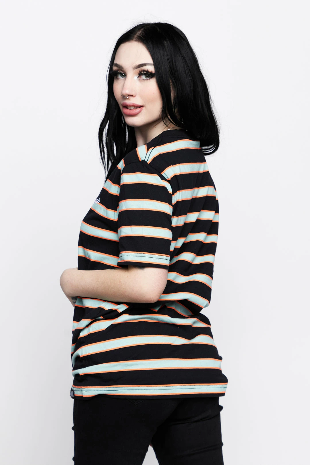 BROKEN PROMISES Shirts Salvage Script Stripe Tee 8 BROKEN PROMISES Shirts Salvage Script Stripe Tee