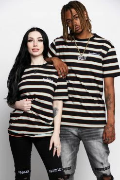 BROKEN PROMISES Shirts Salvage Script Stripe Tee 11 BROKEN PROMISES Shirts Salvage Script Stripe Tee