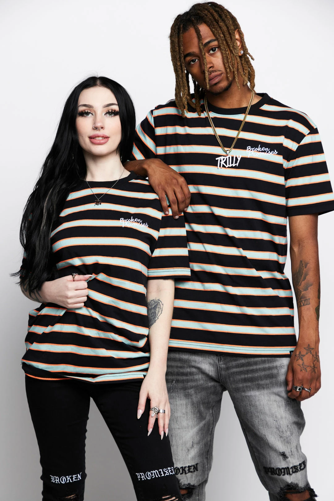 BROKEN PROMISES Shirts Salvage Script Stripe Tee 5 BROKEN PROMISES Shirts Salvage Script Stripe Tee