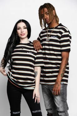 BROKEN PROMISES Shirts Salvage Script Stripe Tee
