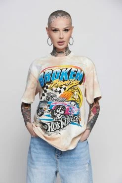 BROKEN PROMISES BP X Hot Wheels Heart Race Tie Dye Tee Sand
