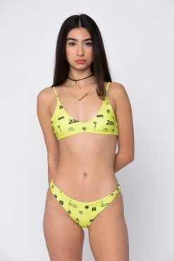 BROKEN PROMISES Toxic Relationship Bikini Top Neon Green