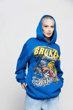 BROKEN PROMISES BP X Hot Wheels Heart Race Hoodie Blue Hoodies