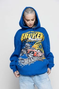 BROKEN PROMISES BP X Hot Wheels Heart Race Hoodie Blue Hoodies