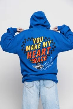 BROKEN PROMISES BP X Hot Wheels Heart Race Hoodie Blue Hoodies