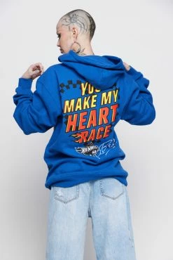 BROKEN PROMISES BP X Hot Wheels Heart Race Hoodie Blue Hoodies
