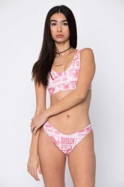 BROKEN PROMISES Demon Lover Bikini Top Pink Swim