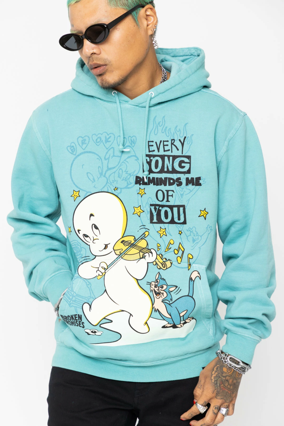 BROKEN PROMISES BP X Casper Reminder Hoodie Green Hoodies 3 BROKEN PROMISES BP X Casper Reminder Hoodie Green Hoodies