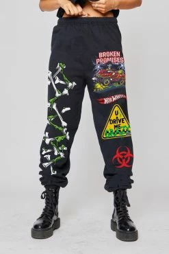 BROKEN PROMISES BP X Hot Wheels Drive Me Crazy Sweats Black Bottoms