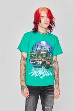 BROKEN PROMISES Shirts BP X Hot Wheels Feeling Low SST Green