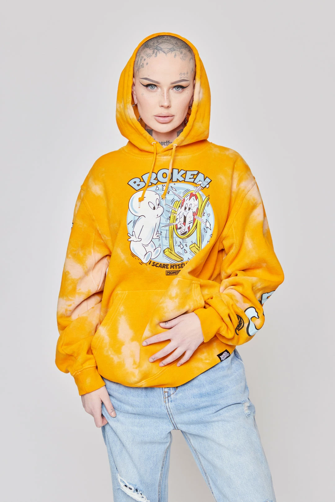 BROKEN PROMISES BP X Casper Scare Myself Hoodie Orange 3 BROKEN PROMISES BP X Casper Scare Myself Hoodie Orange