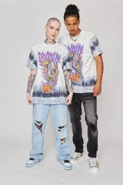 CASH Bad Chemistry Stripe Dye Tee White/Grey Shirts