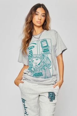 BROKEN PROMISES Leave Me Alone Grey S/S Tee Shirts