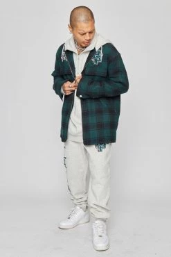 BROKEN PROMISES Poor Sport Flannel Zip Up Shirts