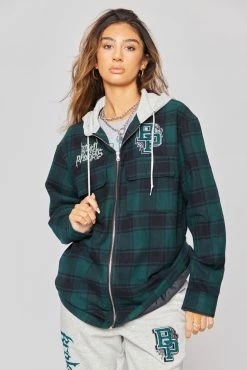 BROKEN PROMISES Poor Sport Flannel Zip Up Shirts