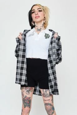 BROKEN PROMISES Poor Sport Cropped Polo Top Womens