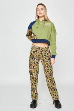 BROKEN PROMISES Hoodies Reaper Camo Patchwork Crop Hoodie