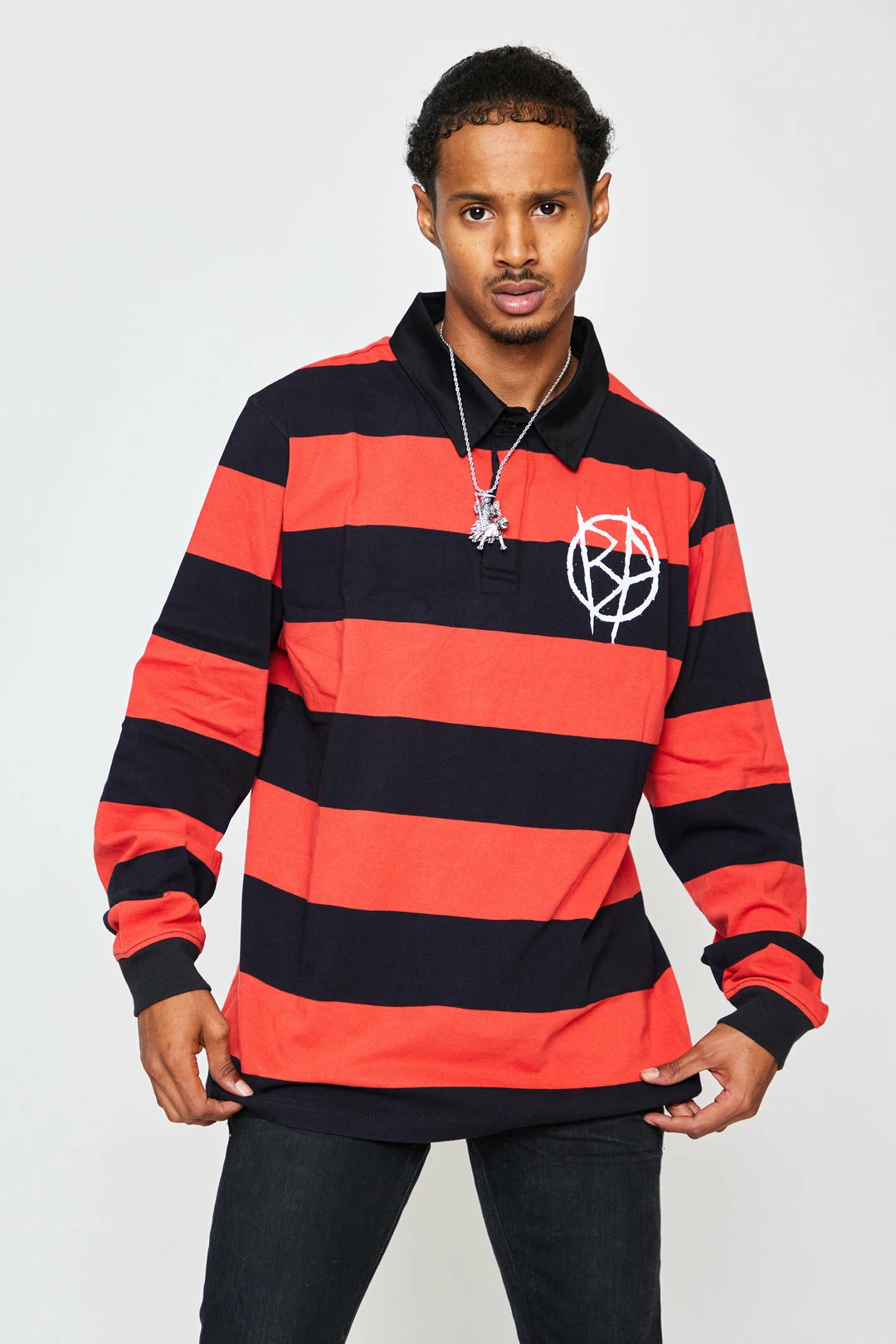 BROKEN PROMISES Shirts Riot Striped Polo L/S 7 BROKEN PROMISES Shirts Riot Striped Polo L/S