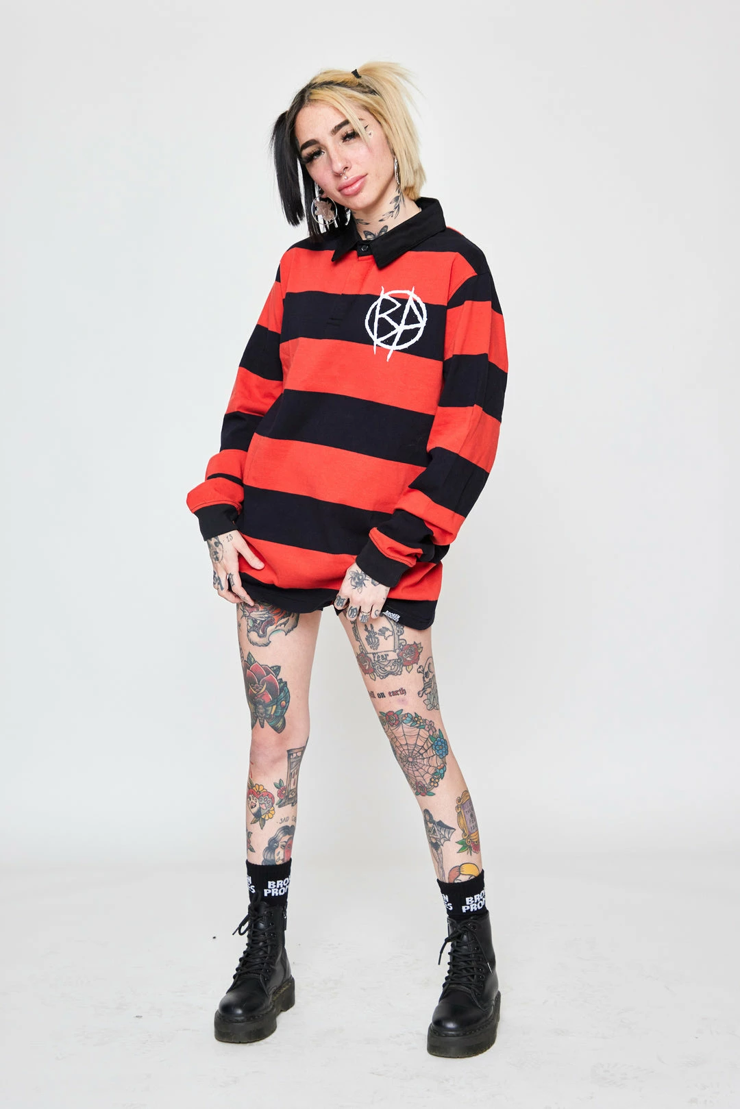 BROKEN PROMISES Shirts Riot Striped Polo L/S 5 BROKEN PROMISES Shirts Riot Striped Polo L/S