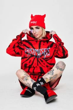 CASH Headbang Horn Hoodie Spiral Red/Black 13 CASH Headbang Horn Hoodie Spiral Red/Black