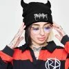 CASH Graveyard Devil Horn Beanie - Black Headwear