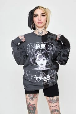 BROKEN PROMISES Junji Ito I Don't Care L/S Tee Blk