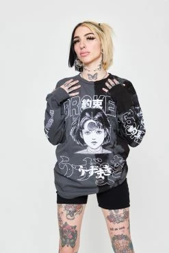 BROKEN PROMISES Junji Ito I Don't Care L/S Tee Blk
