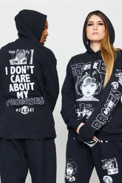 Broken Promises Sales 21 BROKEN PROMISES Junji Ito I Don't Care Black Hoodie