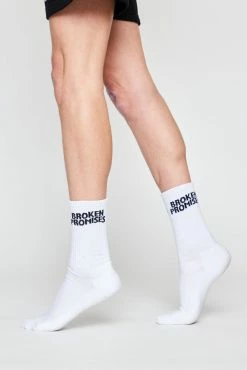 BROKEN PROMISES BP Wave Logo Sock - White Accessories
