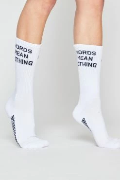 BROKEN PROMISES The Motto Sock White Accessories