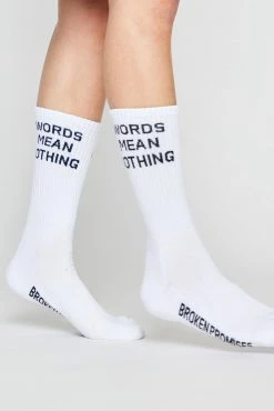 BROKEN PROMISES The Motto Sock White Accessories