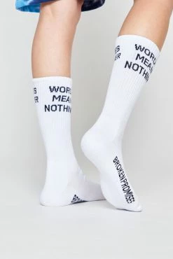 BROKEN PROMISES The Motto Sock White Accessories