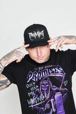 BROKEN PROMISES Graveyard Snapback Black